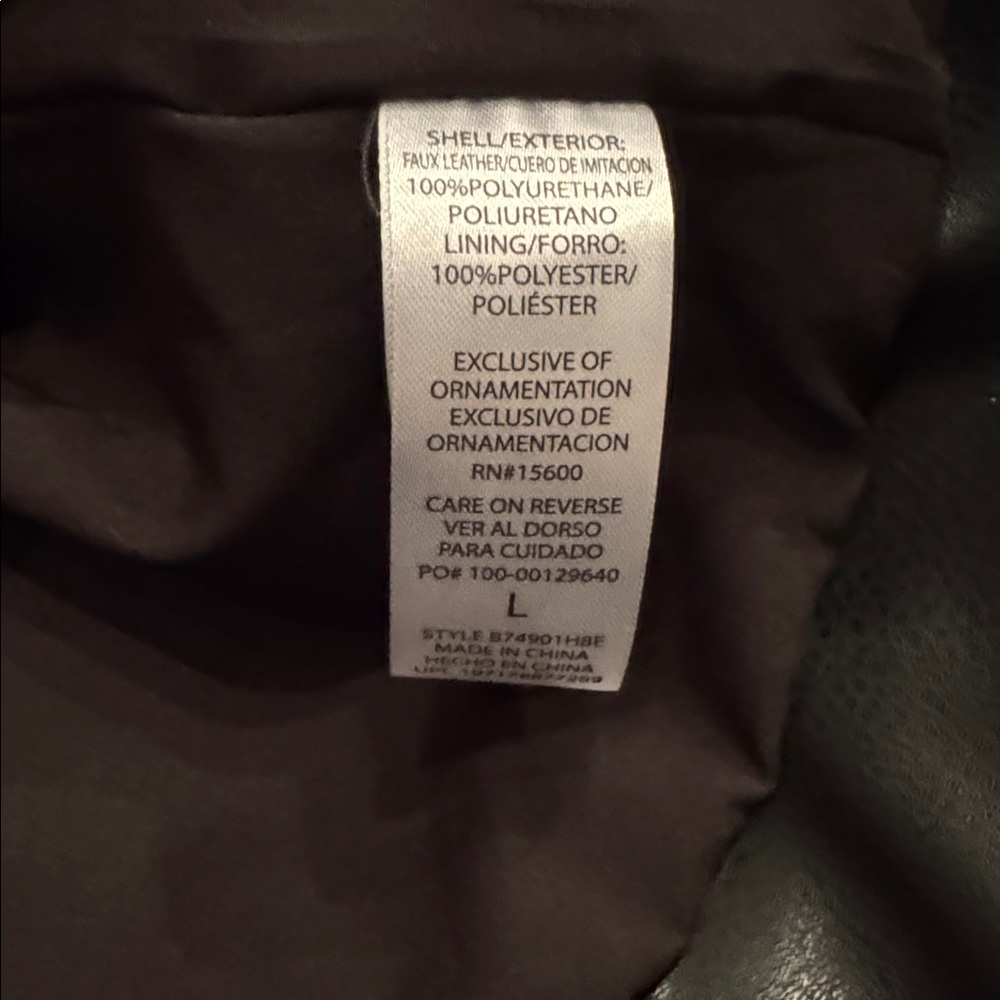 Democracy Black Faux Leather Jacket with Tan Stripes, size L, NWT, Retail $118 - Picture 5 of 7